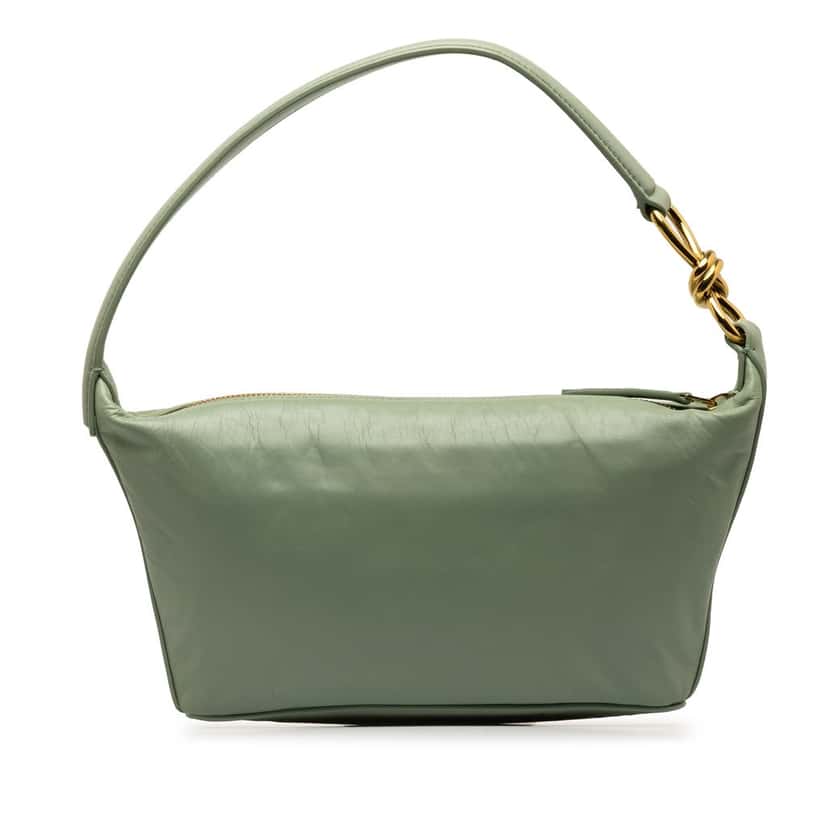 Bottega Veneta Small Knot Shoulder Bag Green Leather Very good condition - Inside View