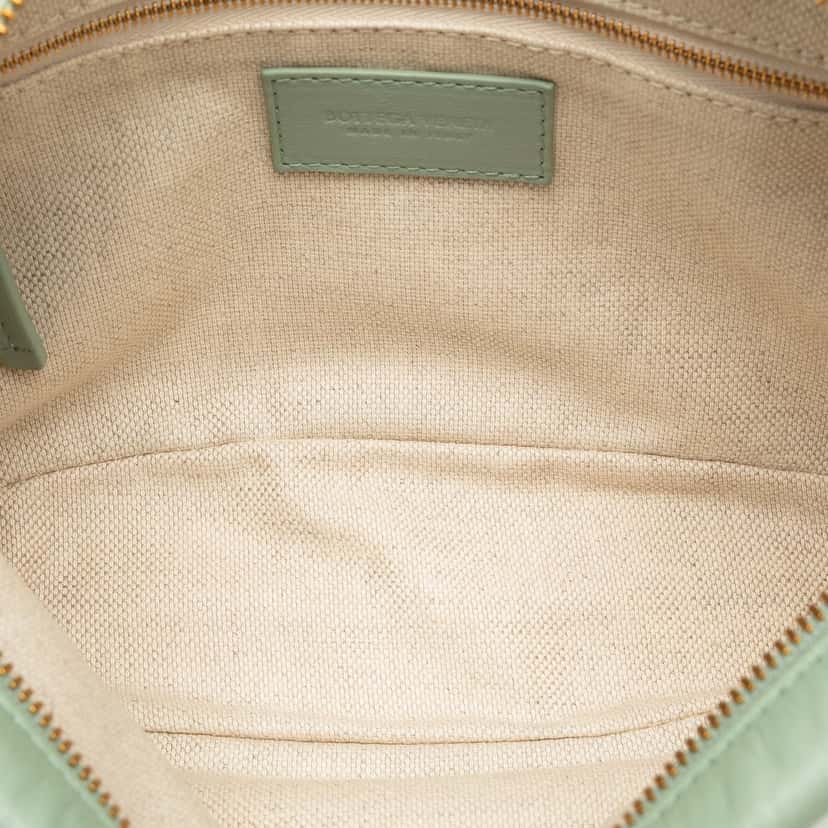 Bottega Veneta Small Knot Shoulder Bag Green Leather Very good condition - Box View