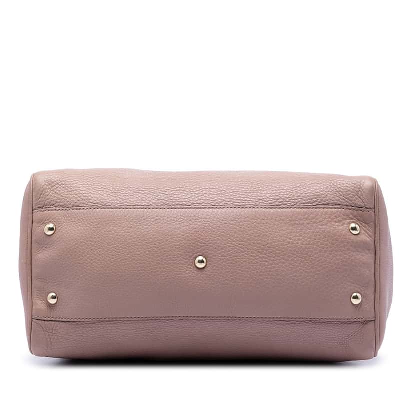 Gucci Medium Calfskin Bamboo Shopper Boston Bag Pink Leather Very good condition - Inside View