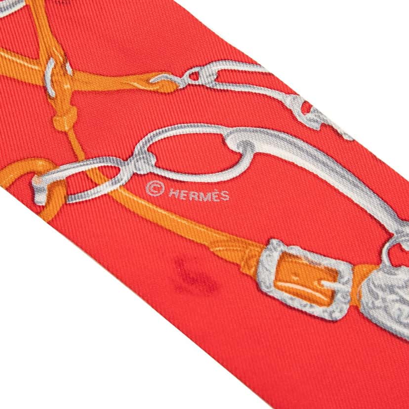 Hermès Bride De Gala Silk Twilly Scarf Red Very good condition - Back View