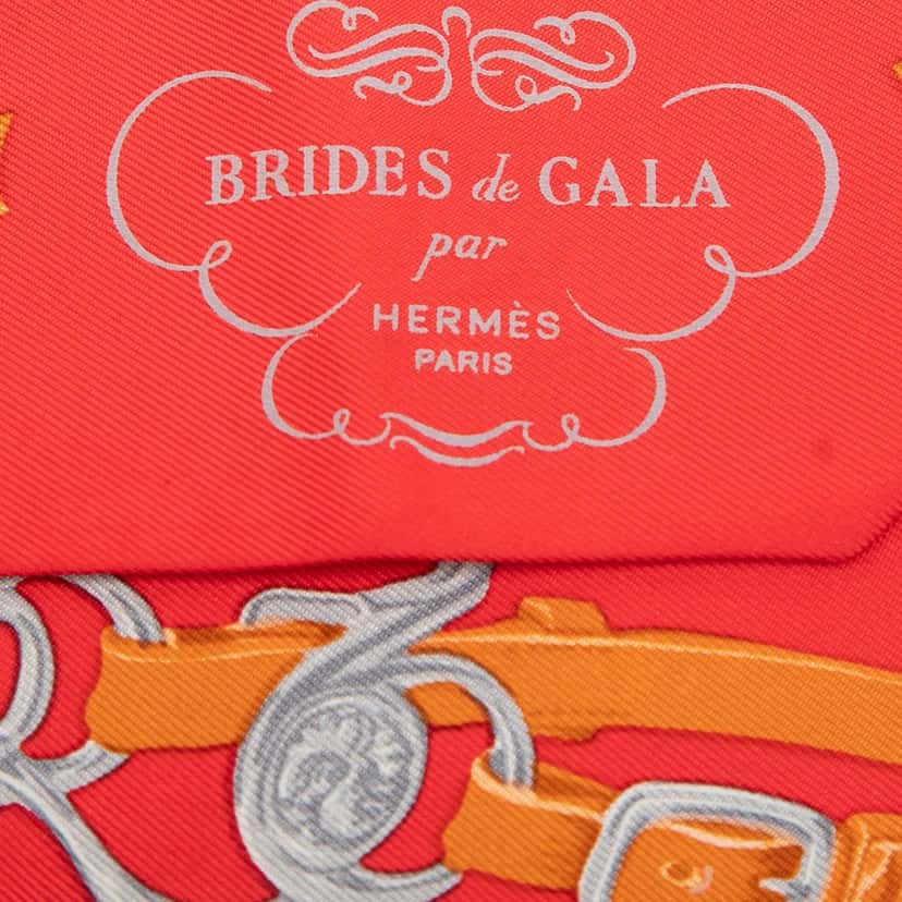 Hermès Bride De Gala Silk Twilly Scarf Red Very good condition - Inside View