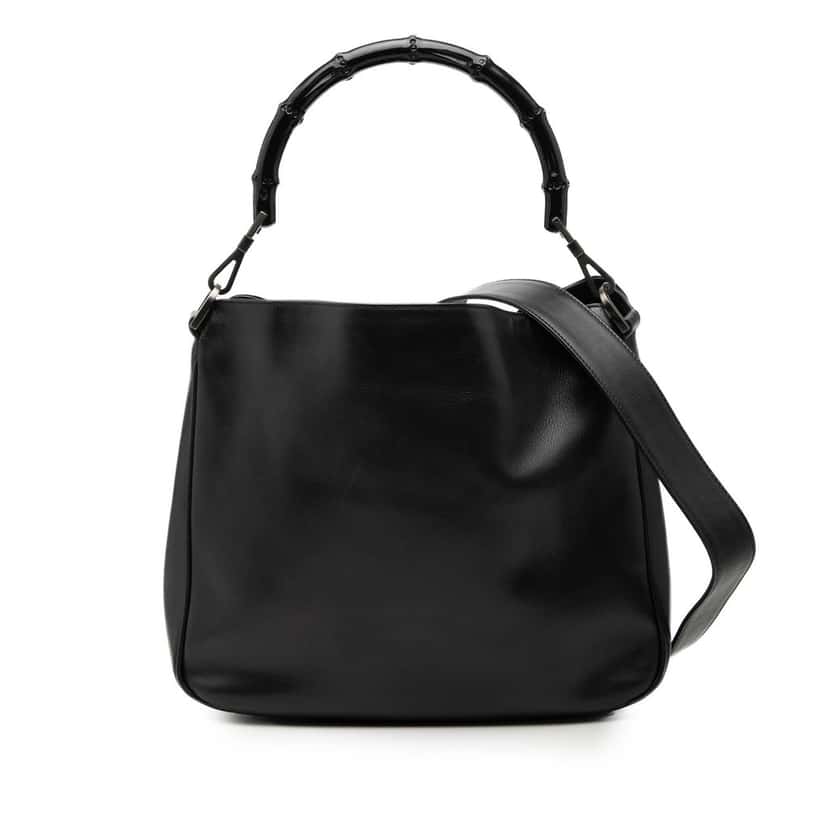 Gucci Leather Bamboo Satchel Black Leather Very good condition - Front View