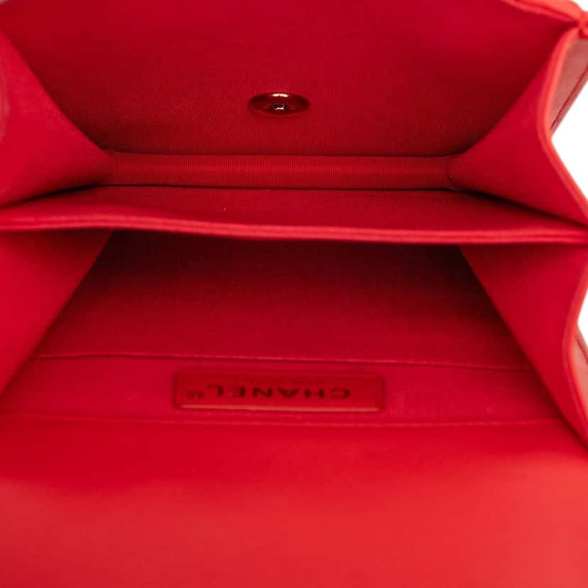 Chanel Quilted Lambskin North South Boy Flap Red Leather Very good condition - Model View
