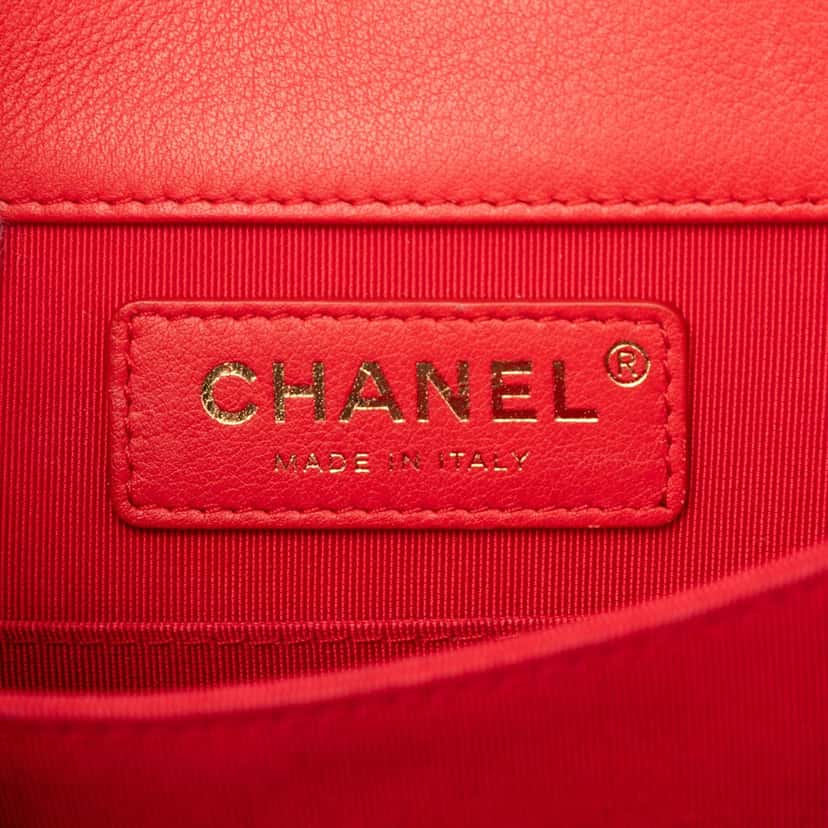 Chanel Quilted Lambskin North South Boy Flap Red Leather Very good condition - Box View