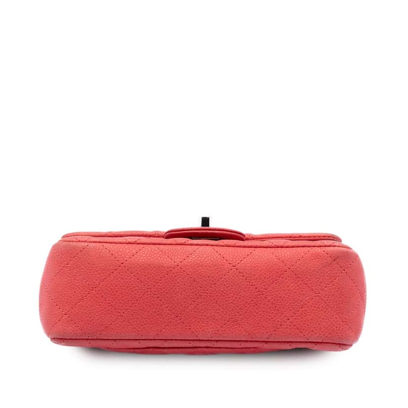 Chanel Mini Rectangular Classic Caviar Single Flap Red Leather Very good condition - Inside View