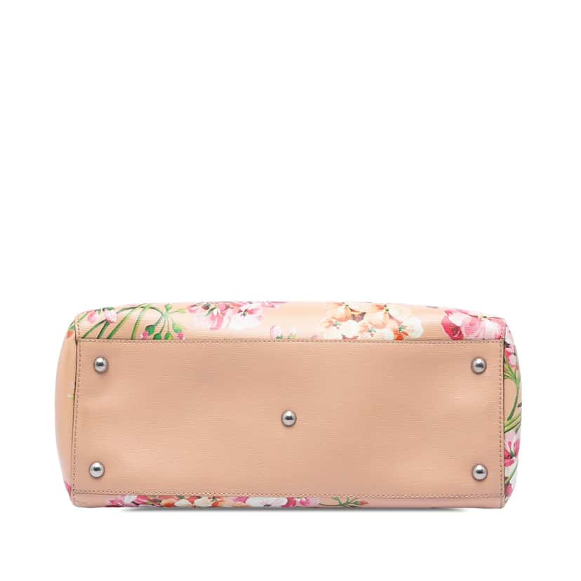 Gucci Medium Calfskin Blooms Bamboo Shopper Satchel Pink Leather Very good condition - Inside View