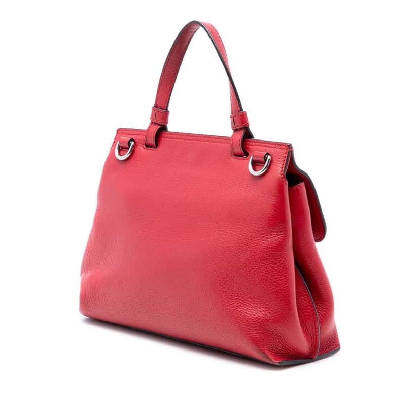 Gucci Small Leather Bamboo Daily Satchel Red Leather Very good condition - Back View