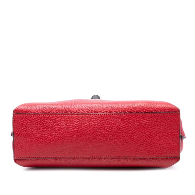 Gucci Small Leather Bamboo Daily Satchel Red Leather Very good condition - Inside View