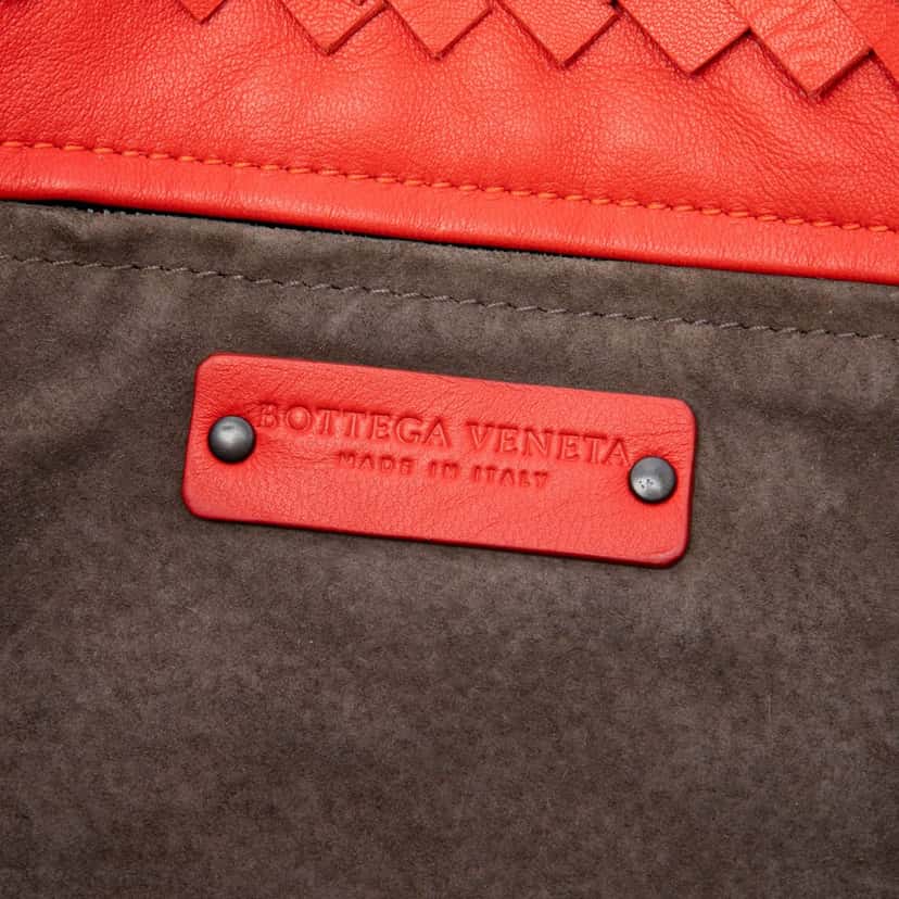Bottega Veneta Nappa Intrecciato Patchwork Lido Fringe Tote Orange Leather Very good condition - Box View