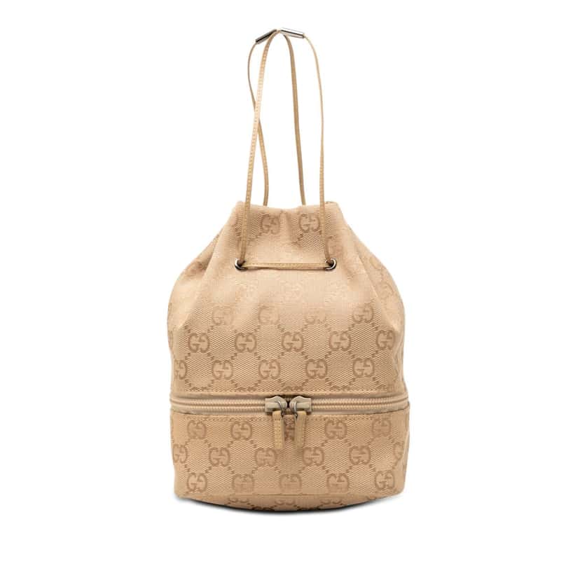 Gucci GG Canvas Drawstring Pouch Beige Very good condition - Front View