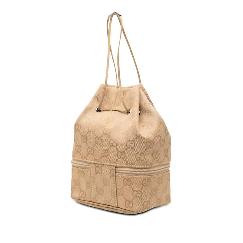 Gucci GG Canvas Drawstring Pouch Beige Very good condition - Back View