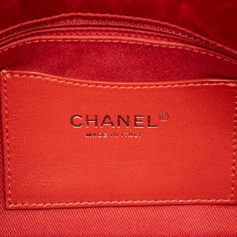 Chanel Large Glazed Calfskin Mademoiselle Bowling Bag Red Leather Very good condition - Box View
