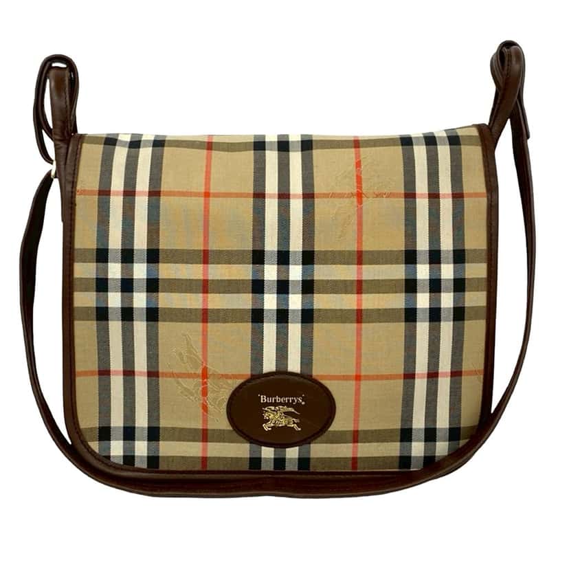 Burberry Haymarket Check Canvas Shoulder Bag Beige Very good condition - Front View