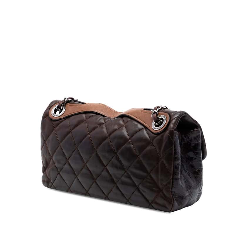 Chanel Medium Iridescent Calfskin In the Mix Flap Brown Leather Very good condition - Back View
