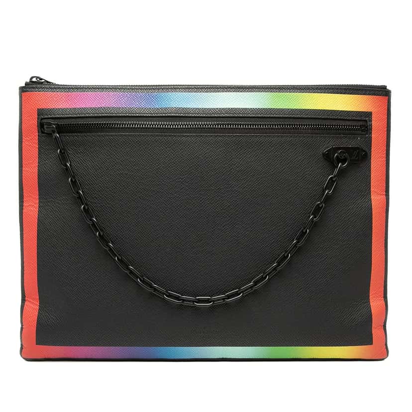 Louis Vuitton Taiga Rainbow Pochette A4 Black Leather Very good condition - Front View