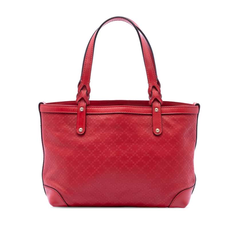 Gucci Small Diamante Leather Craft Tote Red Leather Very good condition - Front View
