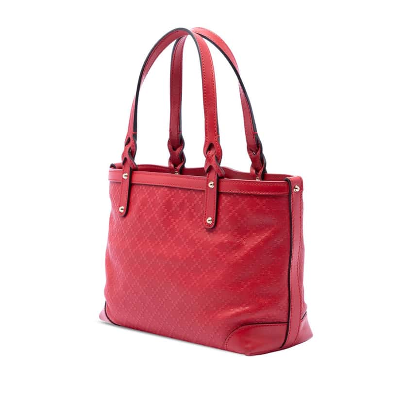 Gucci Small Diamante Leather Craft Tote Red Leather Very good condition - Back View