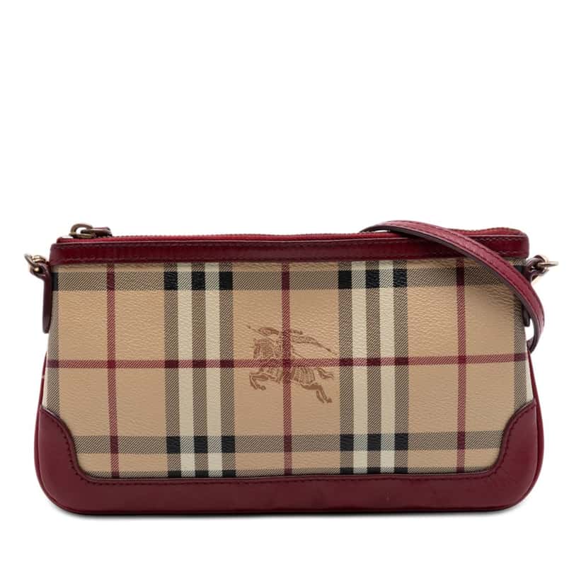 Burberry Haymarket Check Coated Canvas Peyton Crossbody Beige Very good condition - Front View