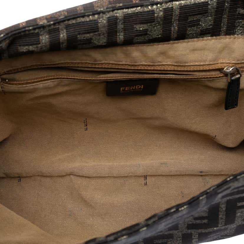 Fendi Large Zucca Canvas Mia Flap Shoulder Bag Brown Very good condition - Model View