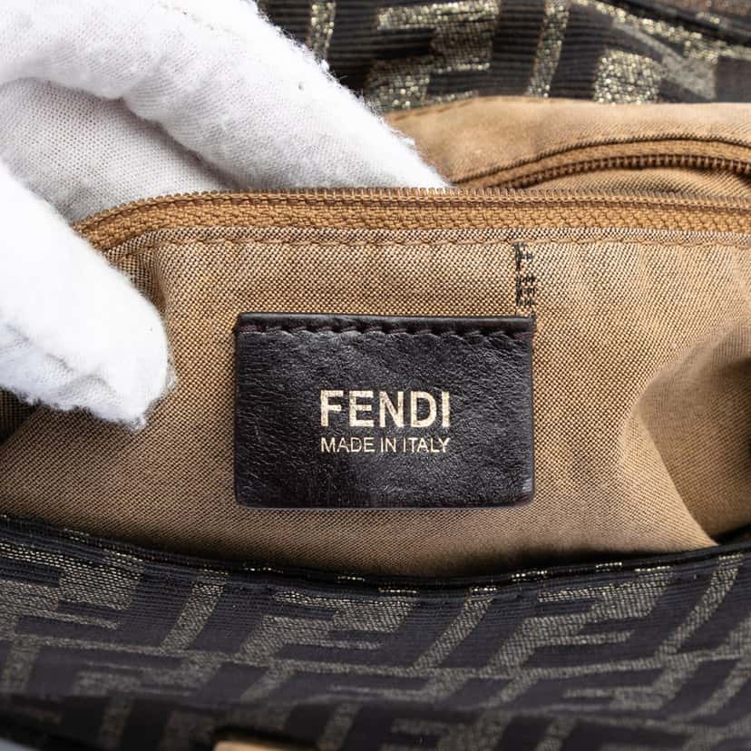 Fendi Large Zucca Canvas Mia Flap Shoulder Bag Brown Very good condition - Box View