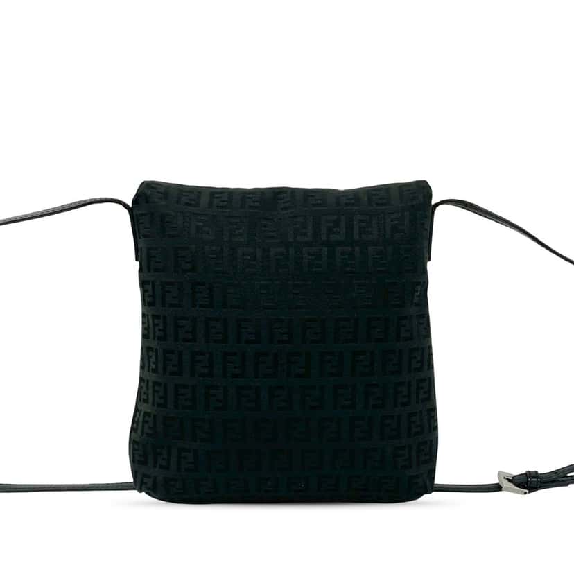 Fendi Zucchino Canvas Crossbody Black Very good condition - Back View