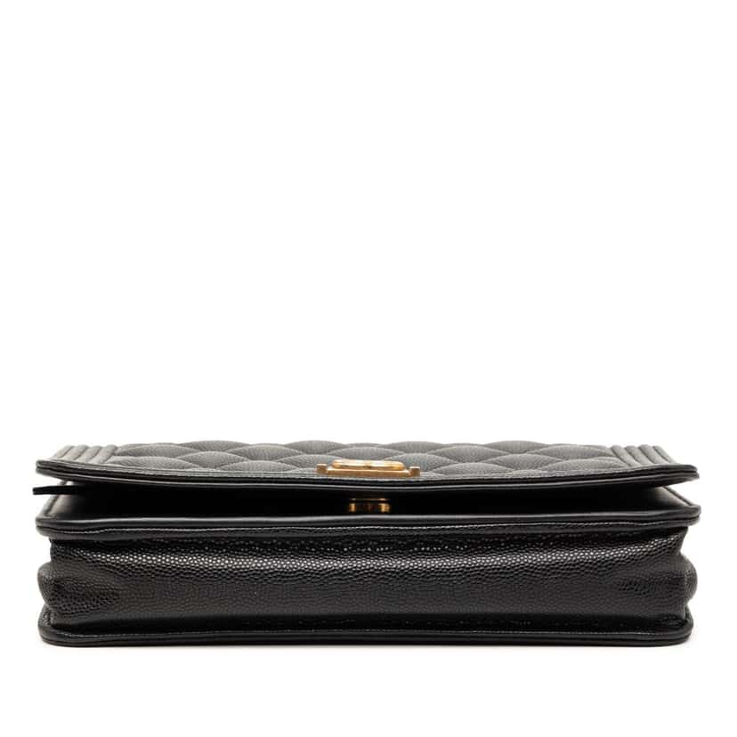 Chanel Quilted Caviar Boy Wallet on Chain Black Leather Very good condition - Inside View