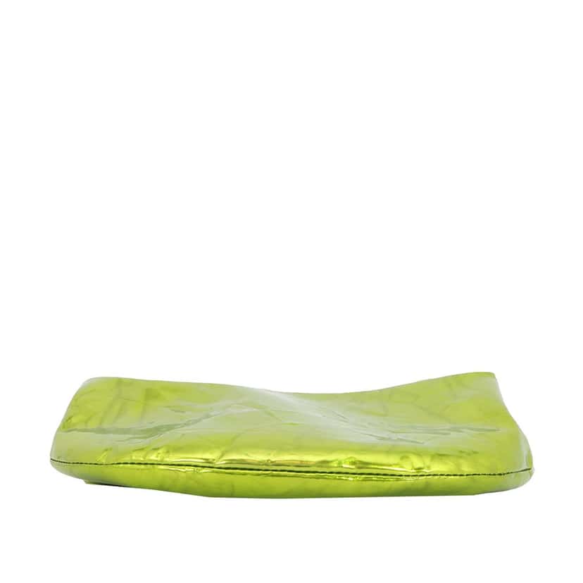 Bottega Veneta Mini Metallic Crushed Calfskin Jodie Green Leather Very good condition - Inside View