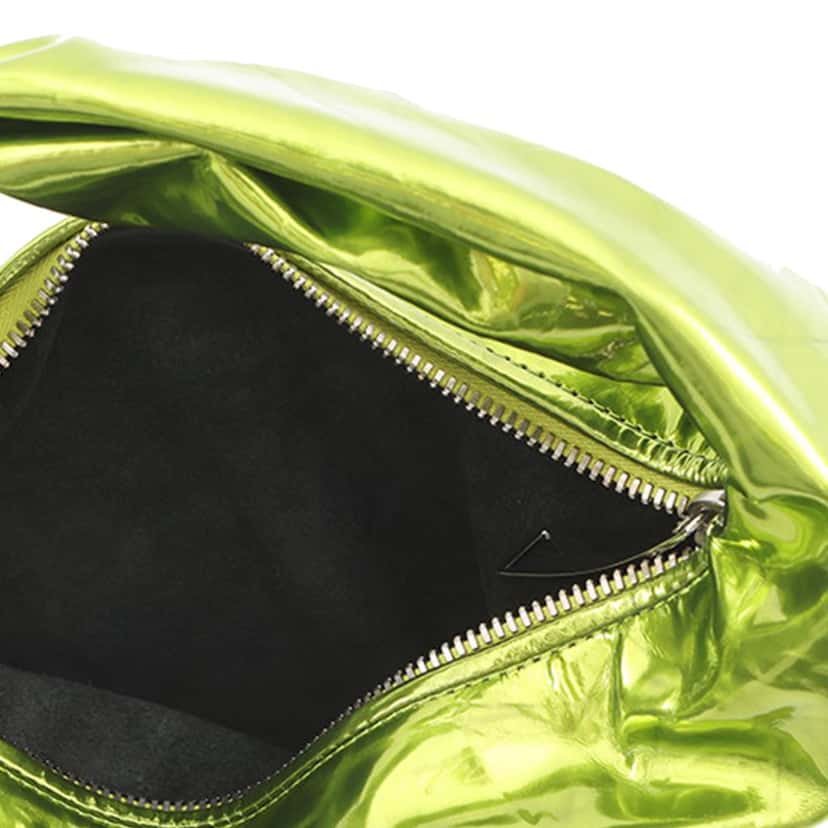 Bottega Veneta Mini Metallic Crushed Calfskin Jodie Green Leather Very good condition - Model View