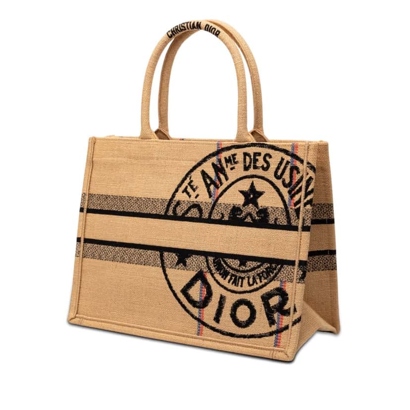 Dior Medium Jute Embroidered Book Tote Beige Very good condition - Back View