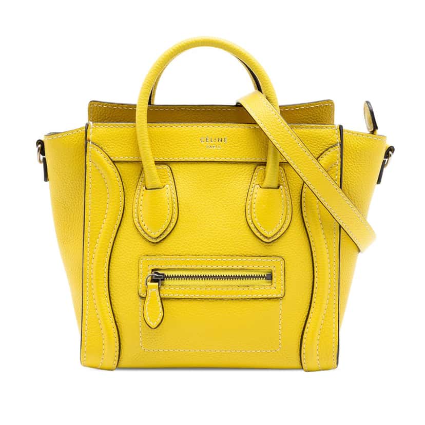 Celine Nano Grained Calfskin Luggage Tote Yellow Leather Very good condition - Front View