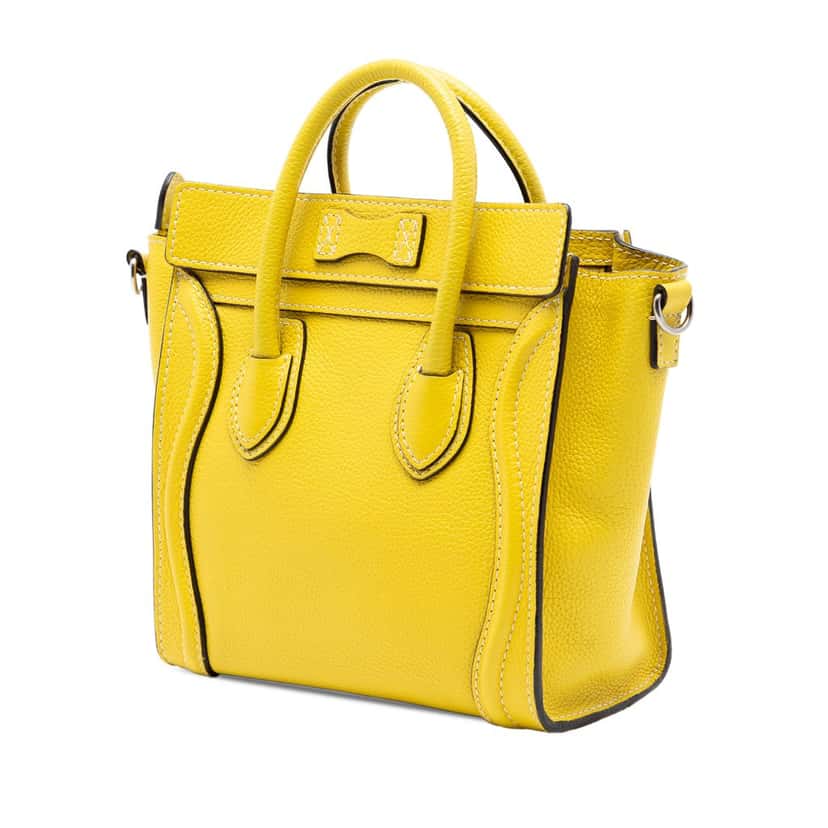 Celine Nano Grained Calfskin Luggage Tote Yellow Leather Very good condition - Back View