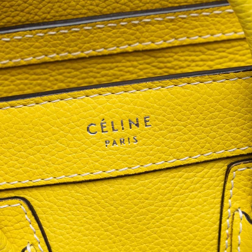 Celine Nano Grained Calfskin Luggage Tote Yellow Leather Very good condition - Box View