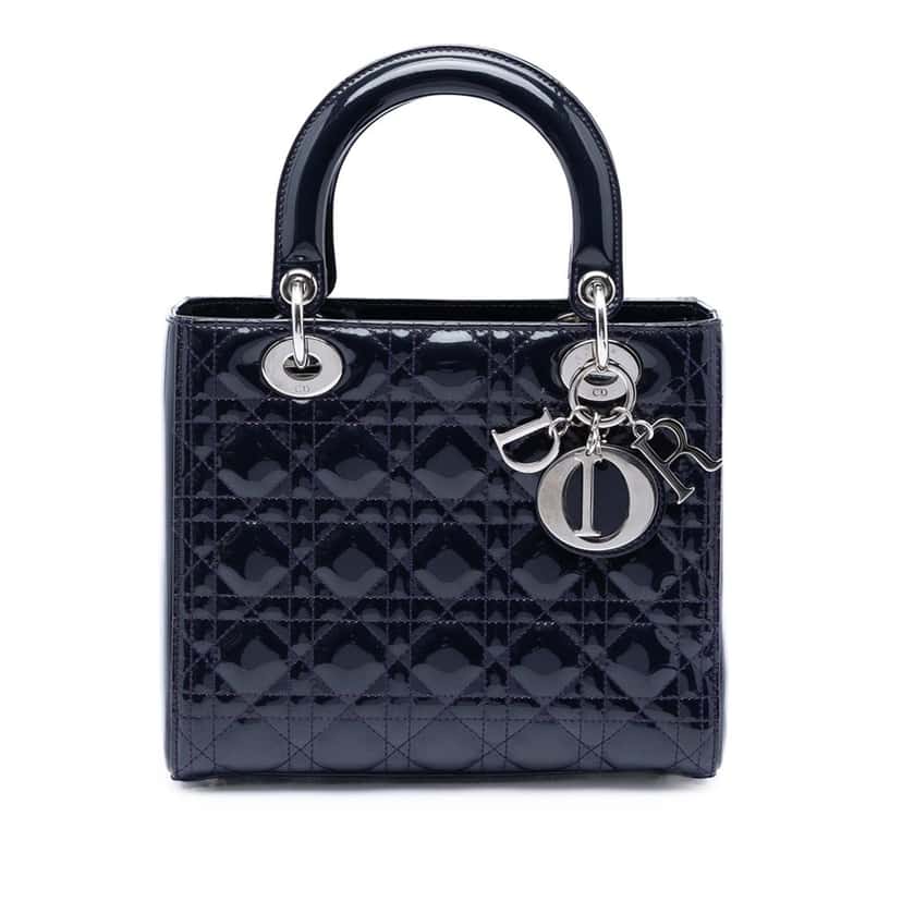 Dior Medium Patent Cannage Lady Dior Purple Leather Very good condition - Front View