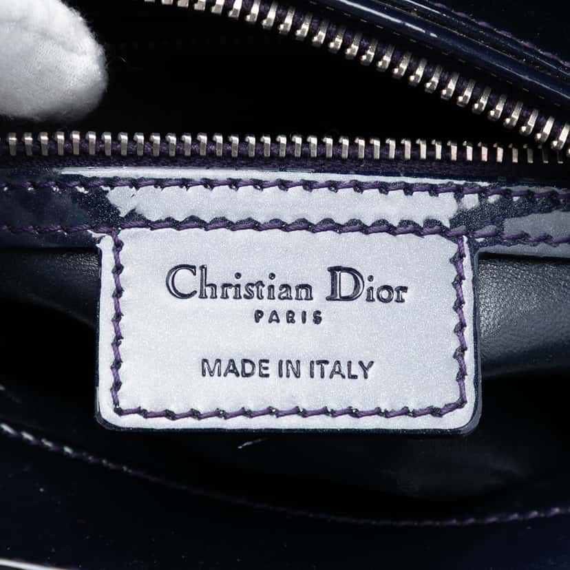 Dior Medium Patent Cannage Lady Dior Purple Leather Very good condition - Box View