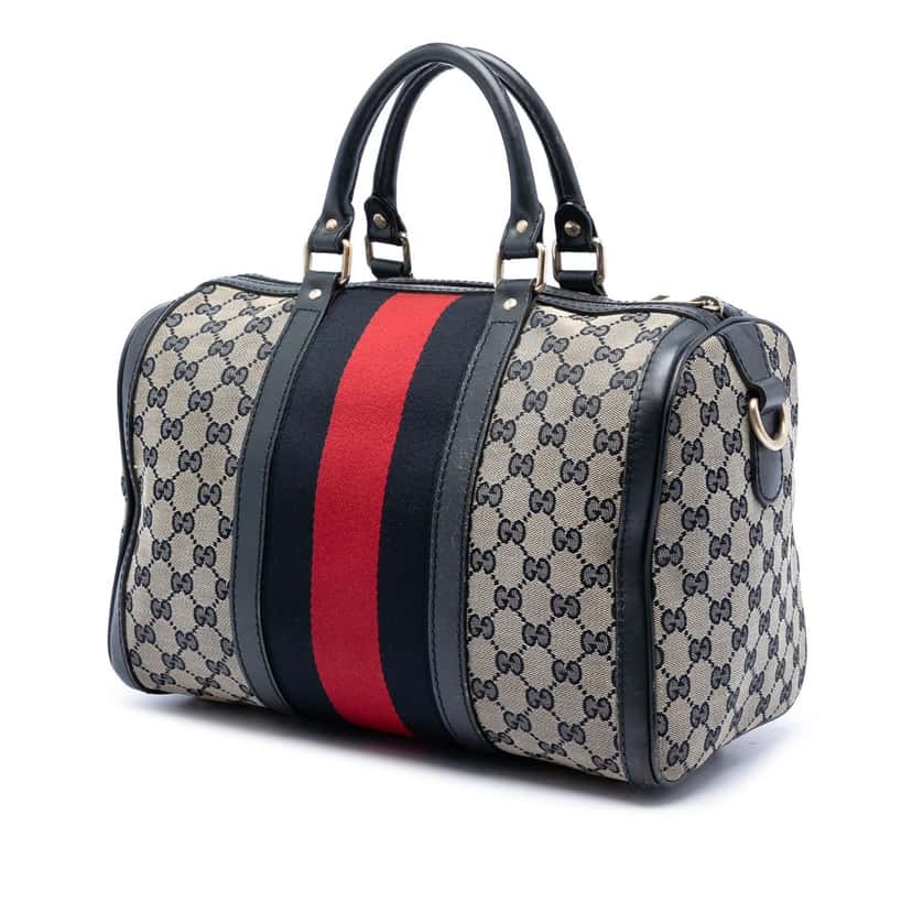 Gucci Medium GG Canvas Web Joy Boston Bag Beige Very good condition - Back View