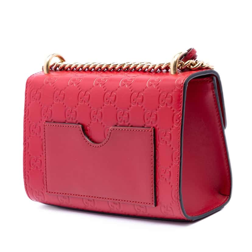 Gucci Small Guccissima Padlock Crossbody Red Leather Very good condition - Back View