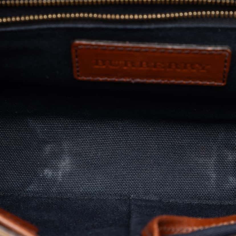 Burberry Leather and House Check Canvas Bridle Abbott Crossbody Brown Leather Very good condition - Model View