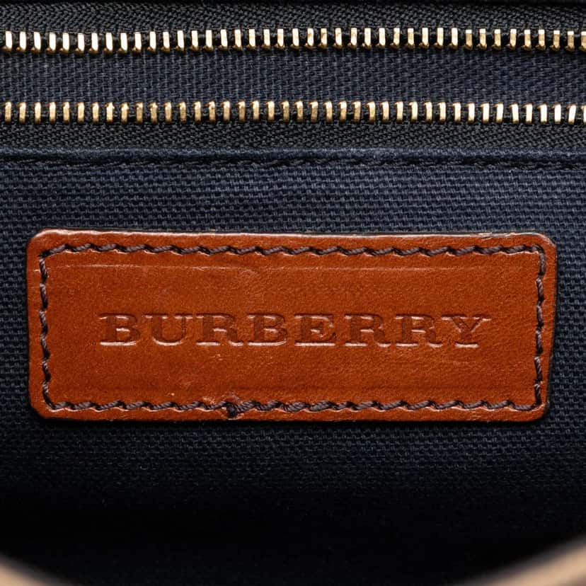 Burberry Leather and House Check Canvas Bridle Abbott Crossbody Brown Leather Very good condition - Box View