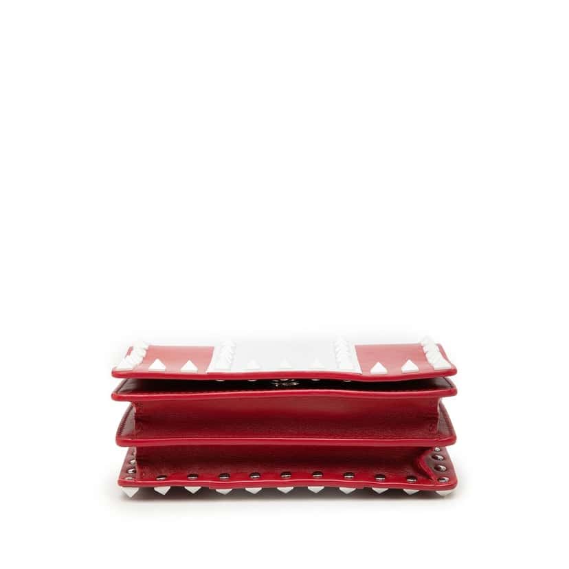 Valentino Leather Colorblock Rockstud Wallet On Chain Red Leather Very good condition - Inside View