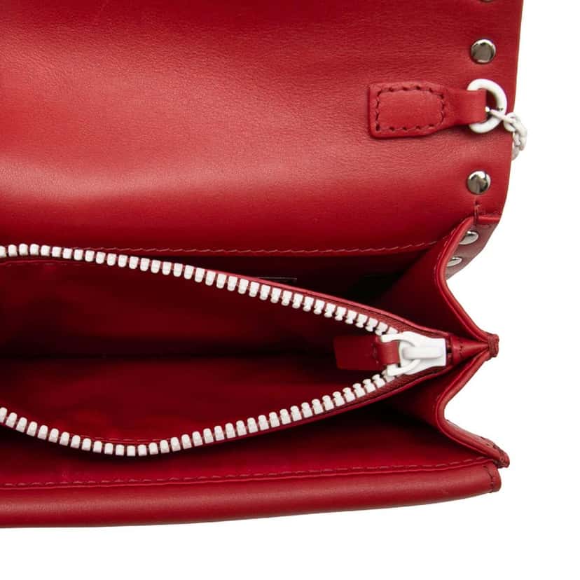 Valentino Leather Colorblock Rockstud Wallet On Chain Red Leather Very good condition - Model View