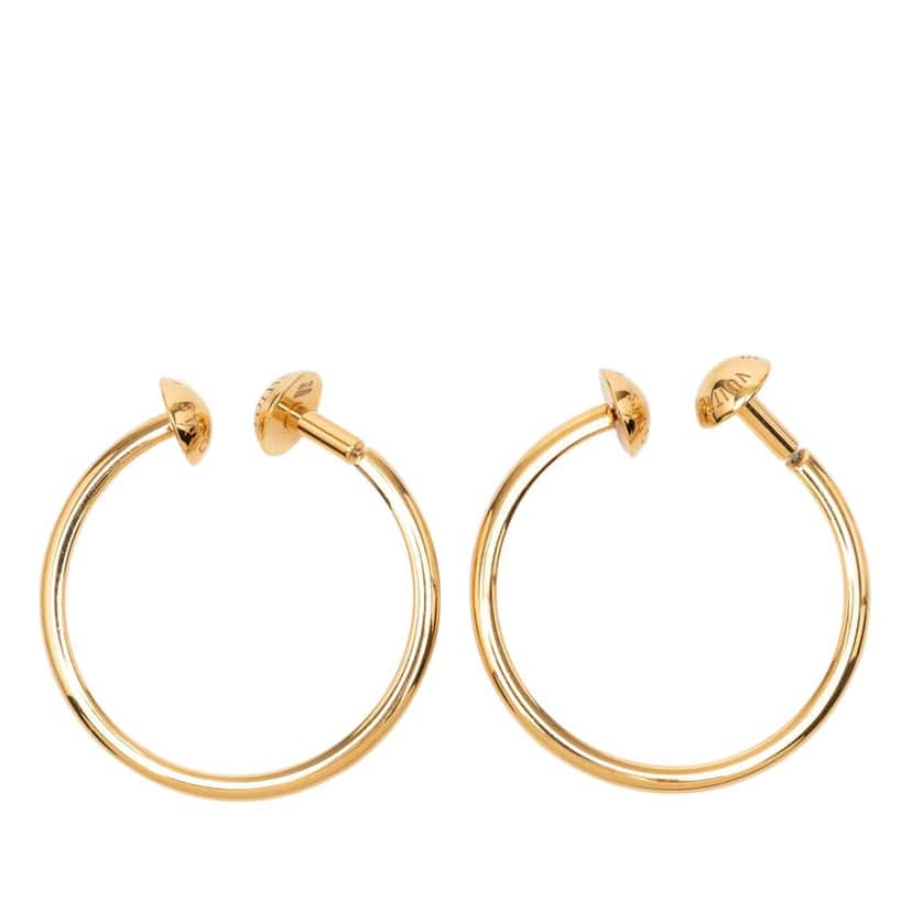 Louis Vuitton Gold Plated Creole Stud Loop Push Back Earrings Gold Metal Very good condition - Front View