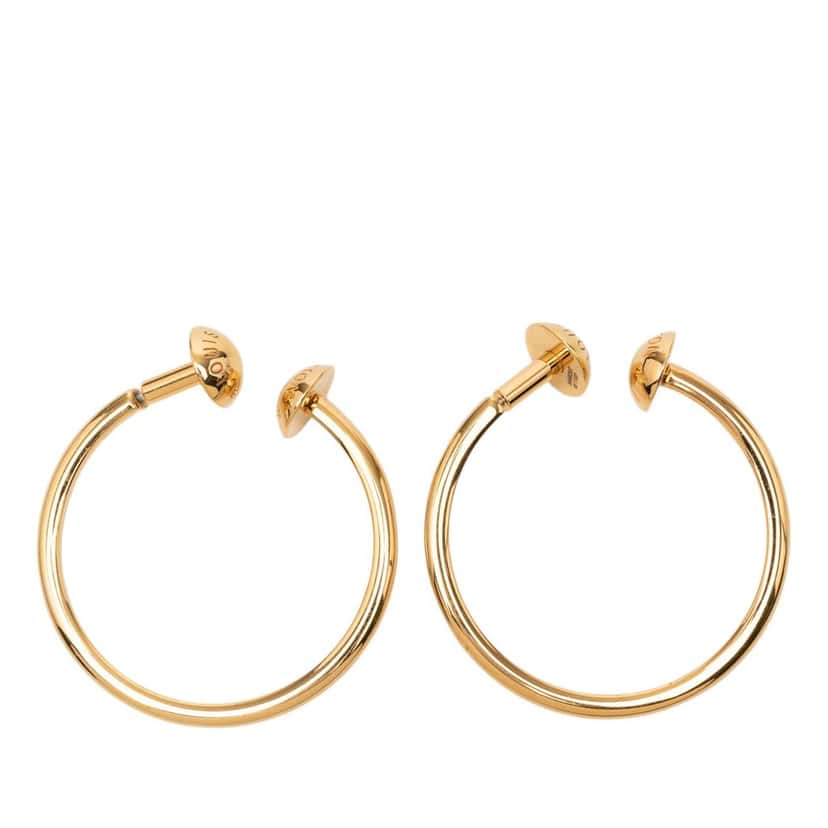 Louis Vuitton Gold Plated Creole Stud Loop Push Back Earrings Gold Metal Very good condition - Back View