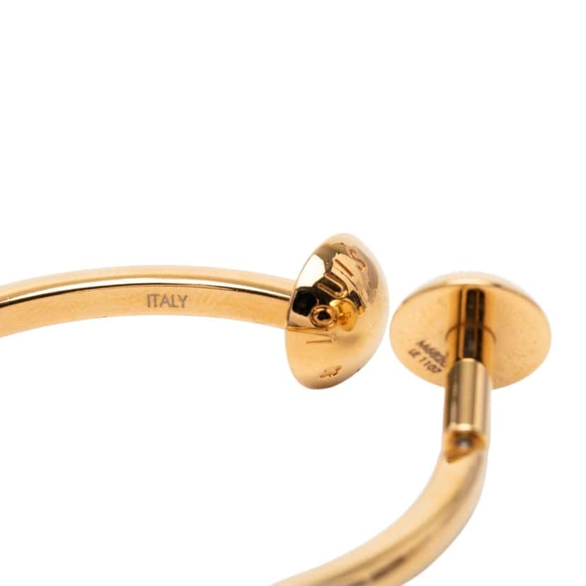 Louis Vuitton Gold Plated Creole Stud Loop Push Back Earrings Gold Metal Very good condition - Box View