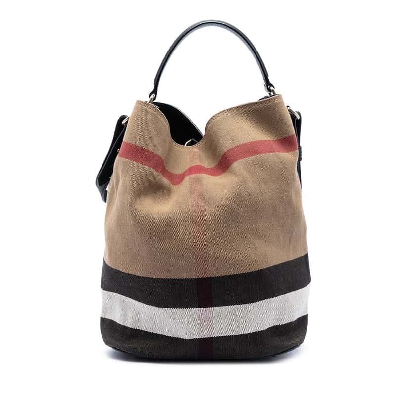 Burberry Medium Mega Check Canvas Ashby Bucket Bag