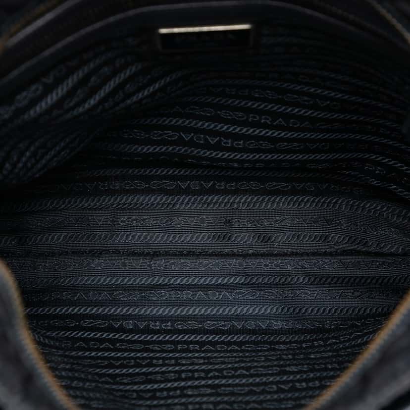 Prada Saffiano Trimmed Tessuto Zip Top Crossbody Black Good condition - Model View