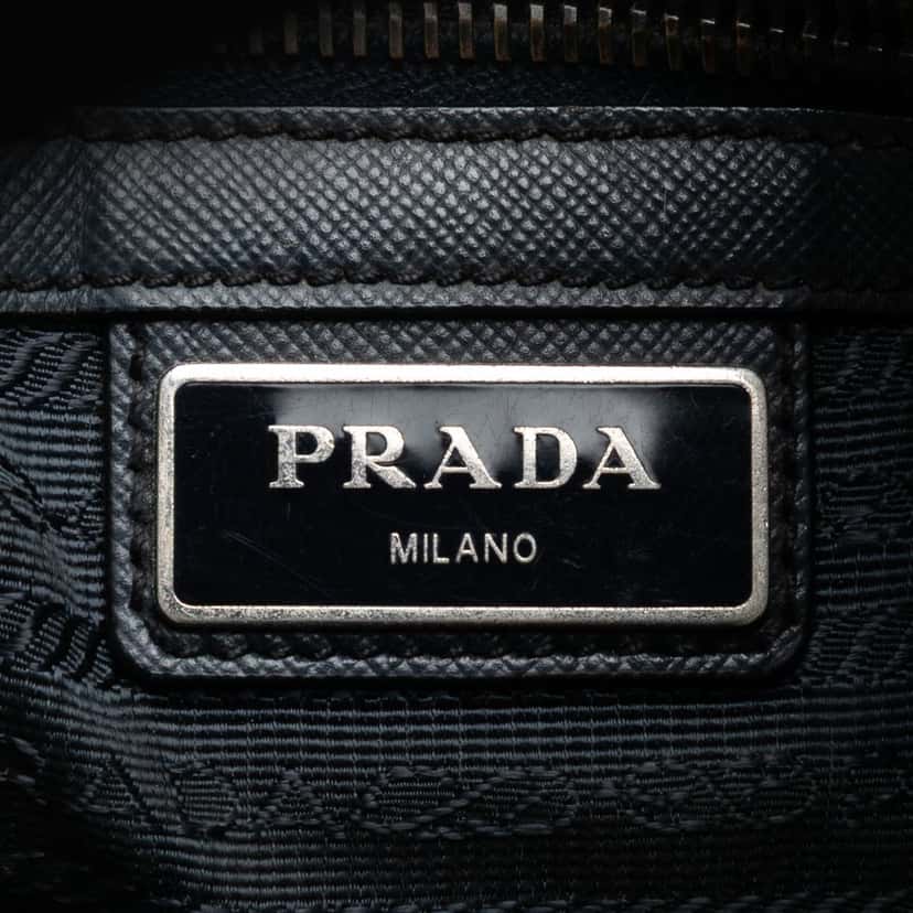 Prada Saffiano Trimmed Tessuto Zip Top Crossbody Black Good condition - Box View