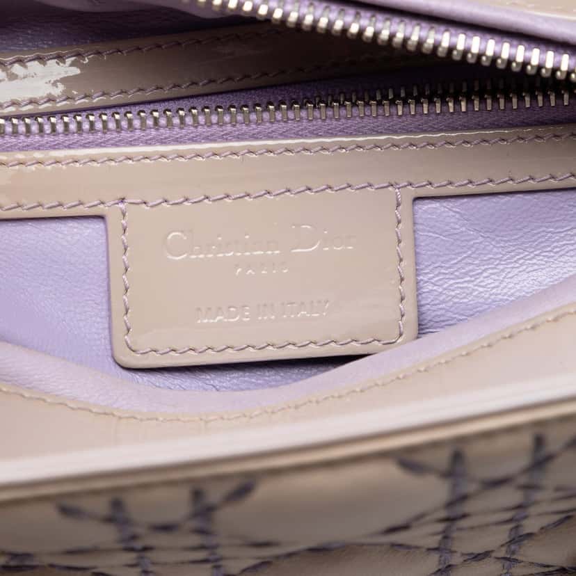 Dior Medium Lambskin Cannage Stitched Lady Dior Beige Leather Very good condition - Box View