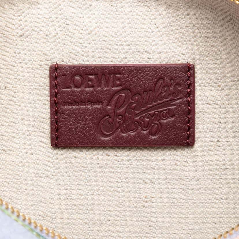 LOEWE Paulas Ibiza Canvas Rose Print Clutch Blue Very good condition - Box View