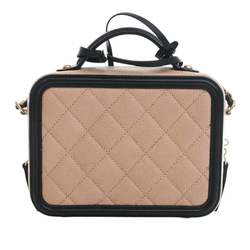 Chanel Small Caviar CC Filigree Vanity Case Beige Leather Very good condition - Model View