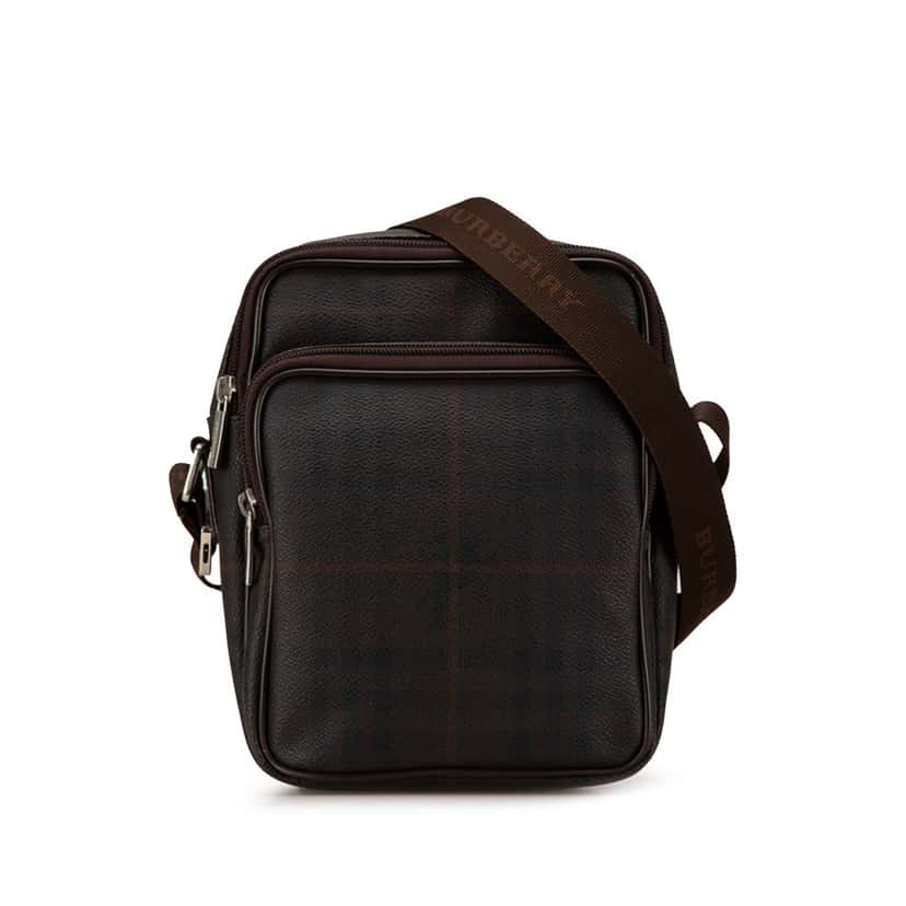 Burberry Smoke Check Coated Canvas Crossbody Brown Very good condition - Front View
